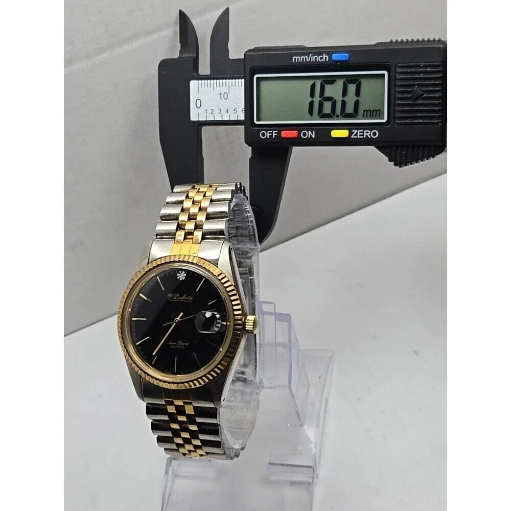 Dufonte Lucien Piccard Two Tone Quartz Watch Date Fluted Bezel Mens New Battery